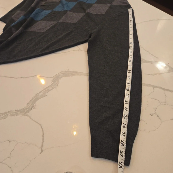 Dockers Mens Argyle Diamond Crewneck Long Sleeve Knit Sweater Size XL Gray Blue - Picture 11 of 11